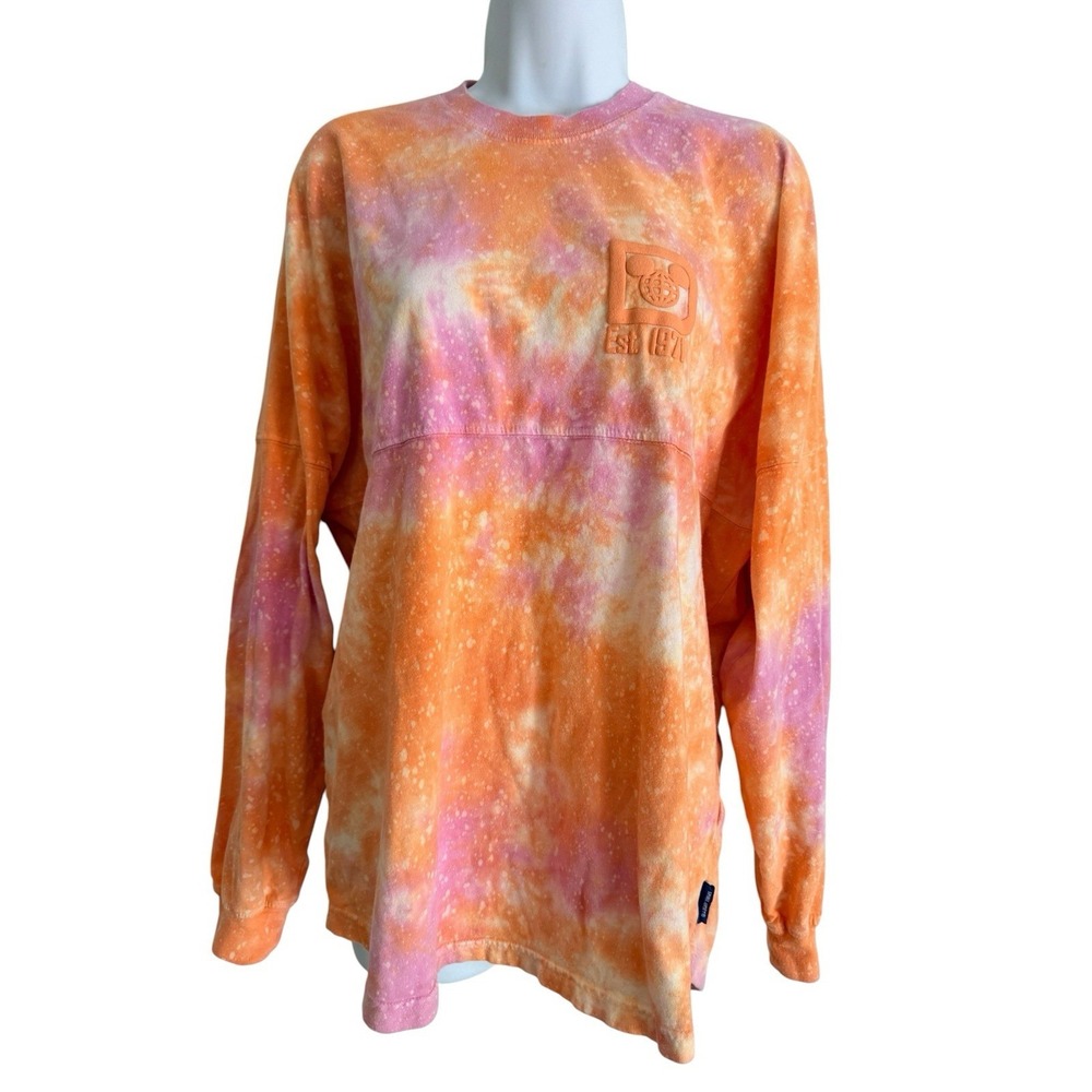 Walt Disney World Spirit Jersey M Tie Dye Orange Pink Galaxy Sweatshirt Mickey - Picture 2 of 10